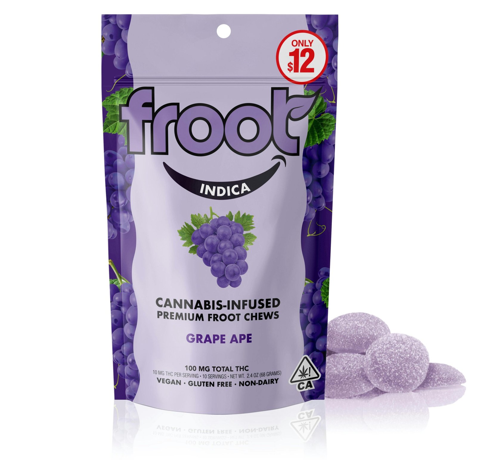 1643395738-froot_gummie_grape.jpg Froot Grape Ape Gummies - 100mg - Image 1