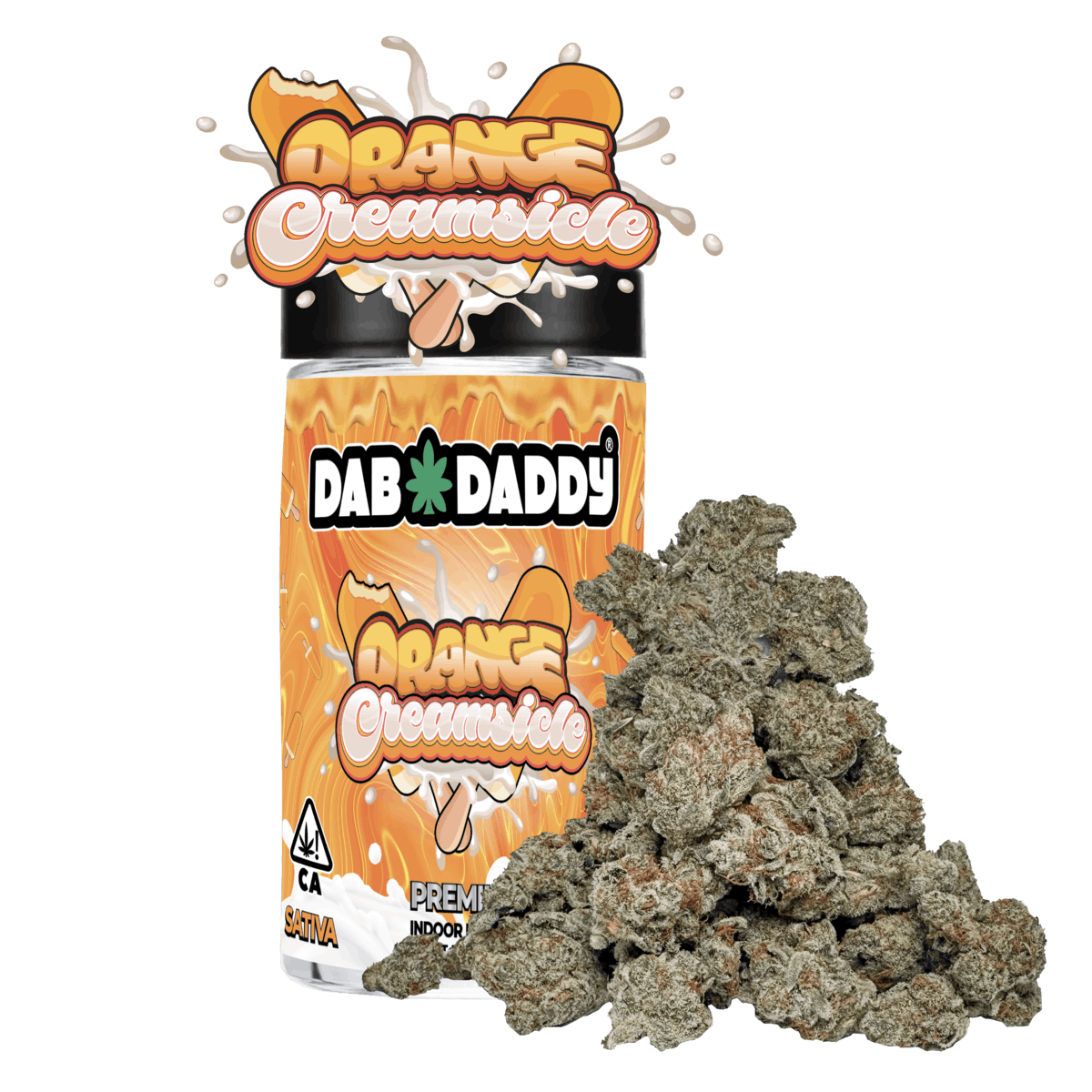 1706221604-orange_creamsicle_14g.png Orange Creamsicle Flower Dab Daddy® 14g Premium Indoor Flower - Image 1