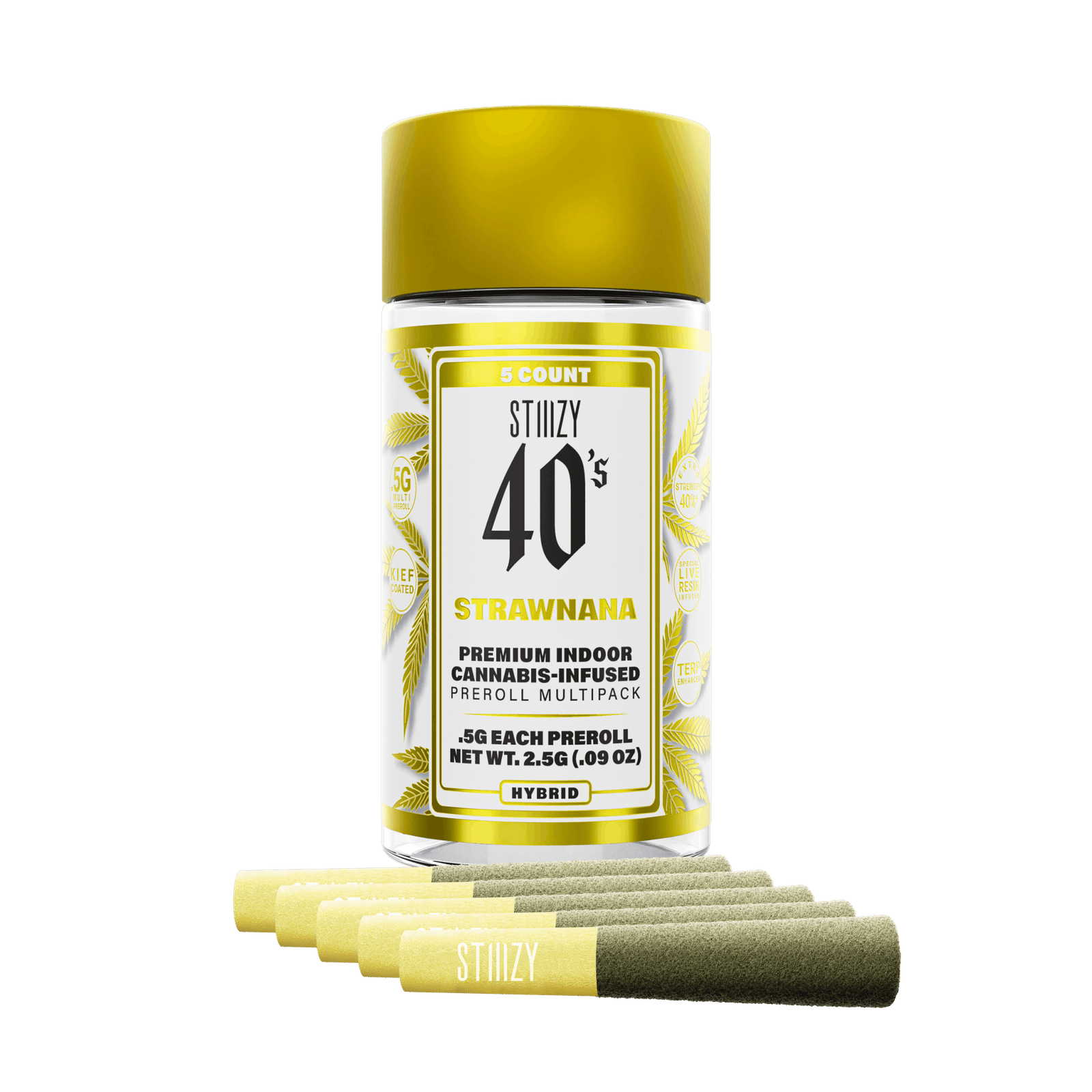 1723254223-v2_mi_hg-multi_bl_w-product_h_strawnana.png STRAWNANA - .5G 40's Infused Preroll 5 Pack - Image 1