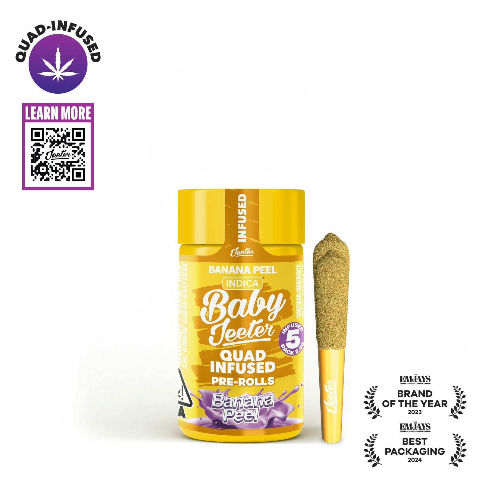 1741635176-ca-baby-banana-peel.jpg Baby Jeeter | Quad-Infused - Banana Peel - Image 1