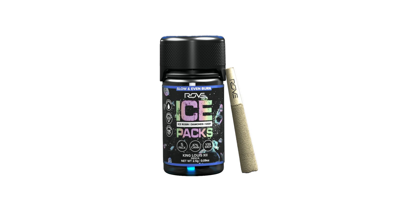 1747338962-icepack_king2-5g-1preroll_transparent.png King Louis XIII | Ice Packs Rosin, Diamond, Hash Infused | 5pk - Image 1