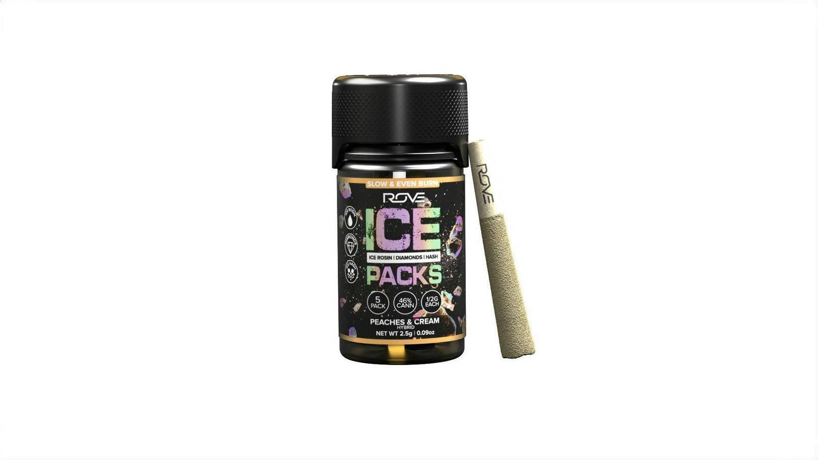 1748380667-icepack_peaches_cream2-5g-1preroll_transparent.jpg Peaches & Cream | Ice Packs Rosin, Diamond, Hash Infused | 5pk - Image 1