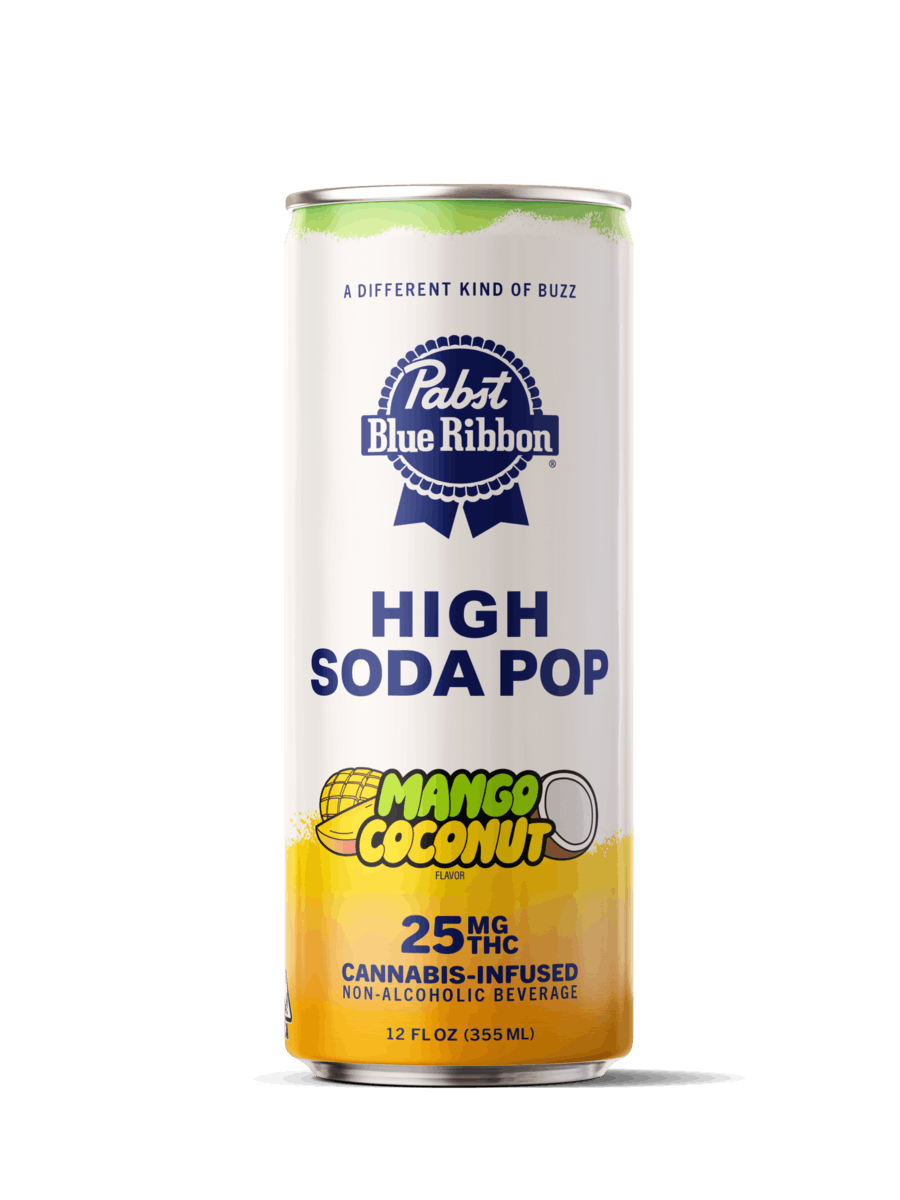 1752794271-pabst_mango_coconut_primary_rendering.png PABST | PBR Cannabis Infused High SodaPop - Mango Coconut | 25mg | Single - Image 1