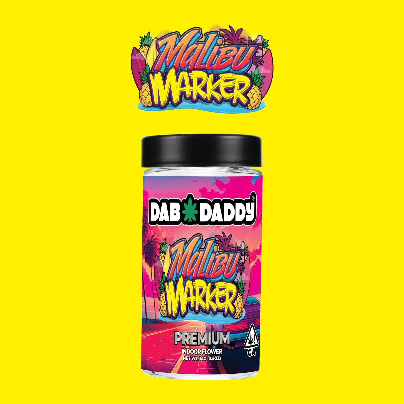1762374495-malibu_marker_14g.jpg Malibu Marker Flower Dab Daddy® 14g Premium Indoor Flower - Image 1