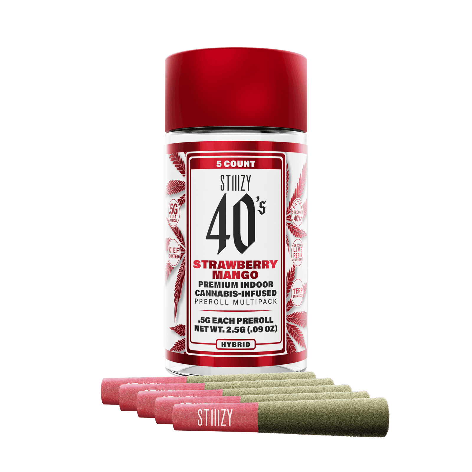 1762383242-ca_40s-pr-multi_w-product_h_strawberry-mango.png STRAWBERRY MANGO - .5G 40's Infused Preroll 5 Pack - Image 1