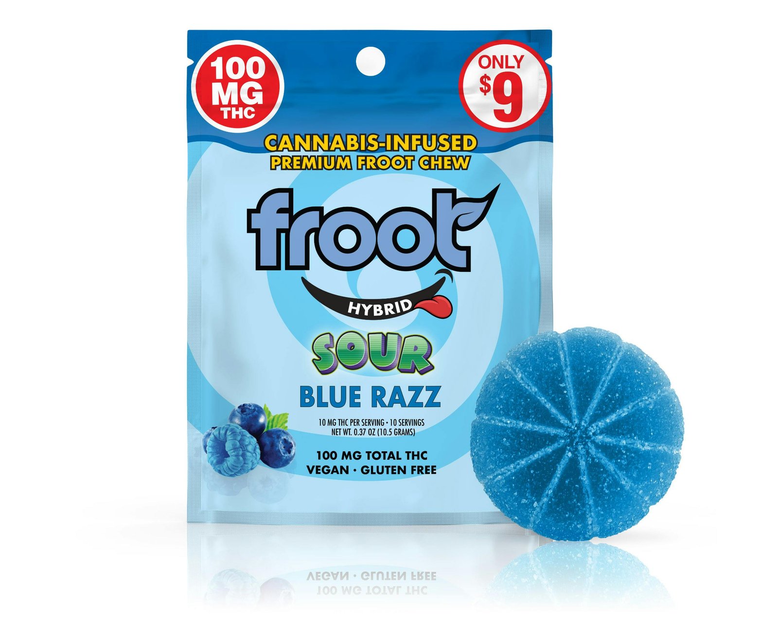 1644346140-froot-sour-2021_bluerazz Froot Sour Blue Razz Gummy - 100mg Single Cut-to-dose - Image 1