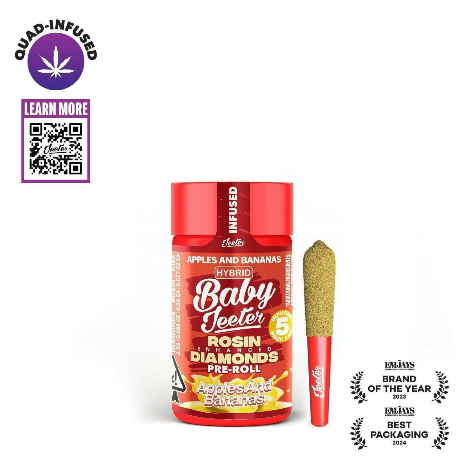 1765573244-1765519279-440358135_image Baby Jeeter | Quad-Infused - Apples and Bananas 5pk 0.5G - Image 1