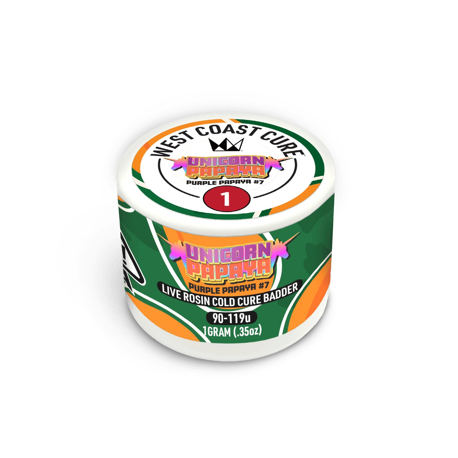 1766002244-unicorn_papaya_tier_1_jar-1 Unicorn Papaya - 1G Live Rosin Cold Cure Badder - Tier 1 - Image 1